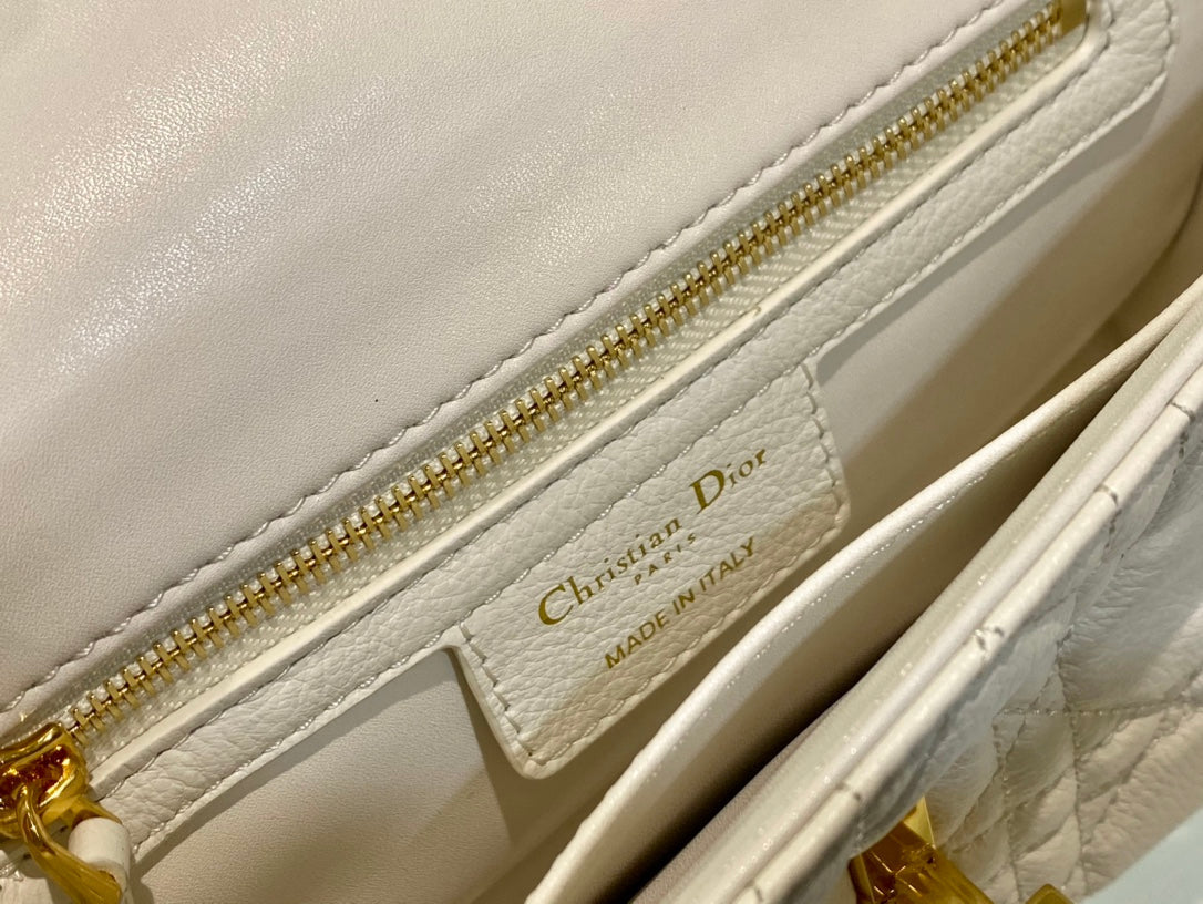 Luxury DiorSMALL CARO BAG 20 WHITE CALFSKIN
