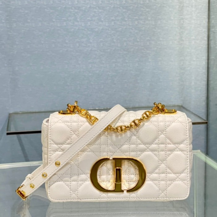 Luxury DiorSMALL CARO BAG 20 WHITE CALFSKIN