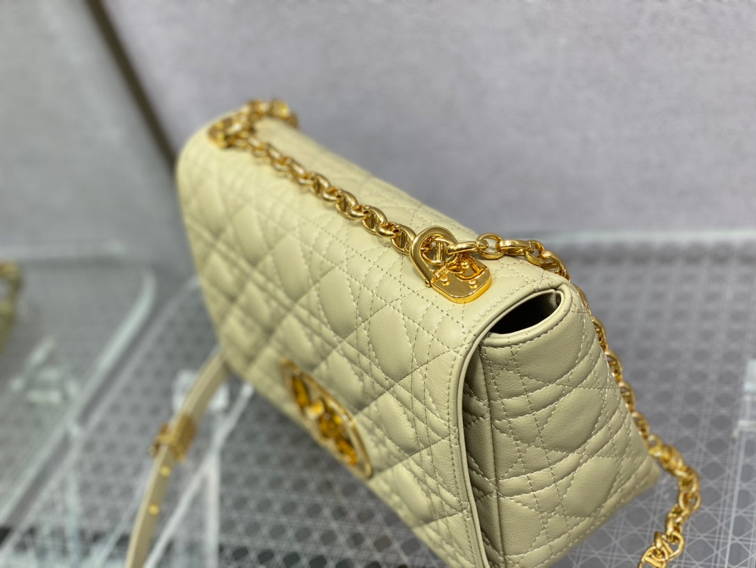 Luxury Diormedium caro 25.5 light yellow calfskin
