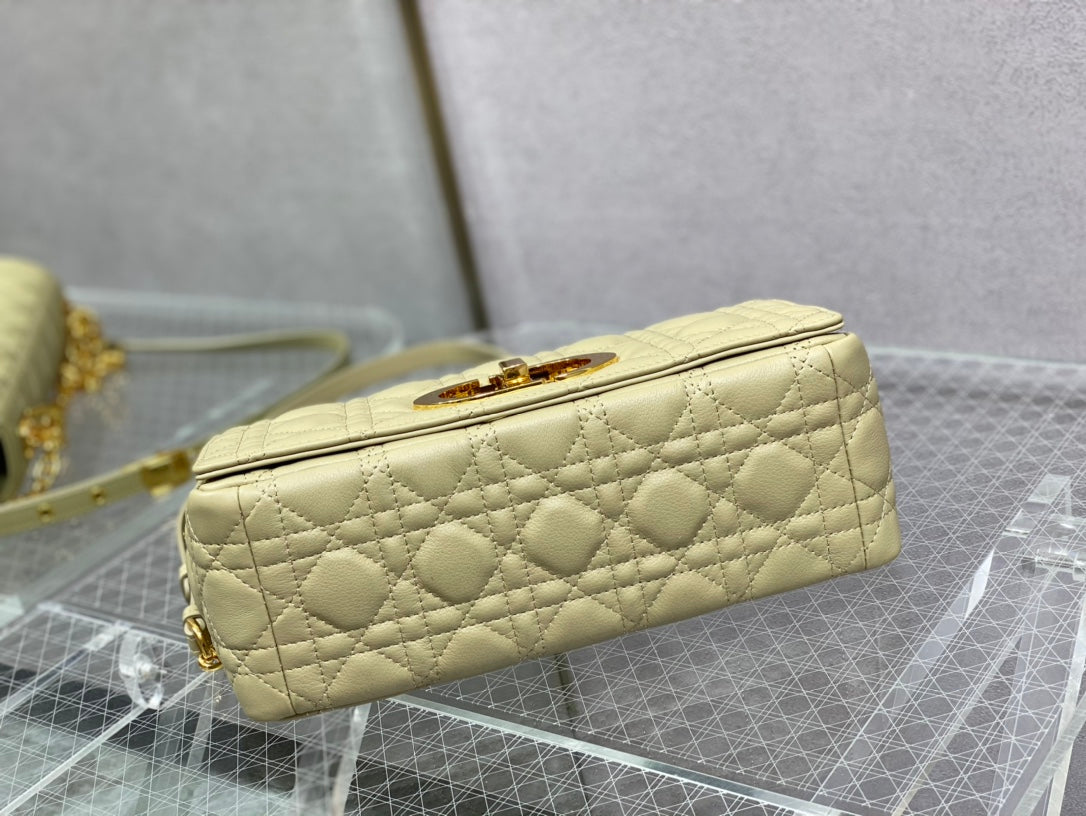Luxury Diormedium caro 25.5 light yellow calfskin