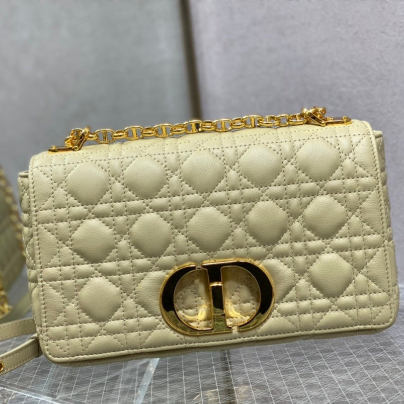 Luxury Diormedium caro 25.5 light yellow calfskin