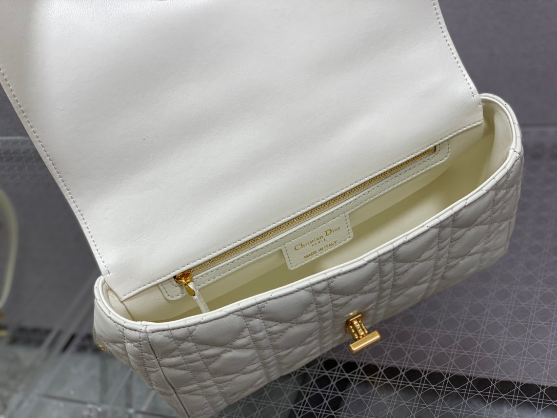 Luxury Diormedium caro 25.5 white calfskin