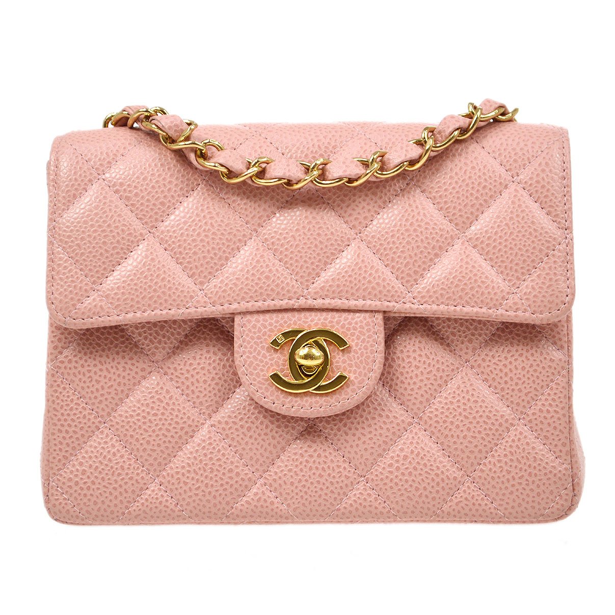 CHANEL★ 2003 Pink Caviar Classic Square Flap Mini 70787