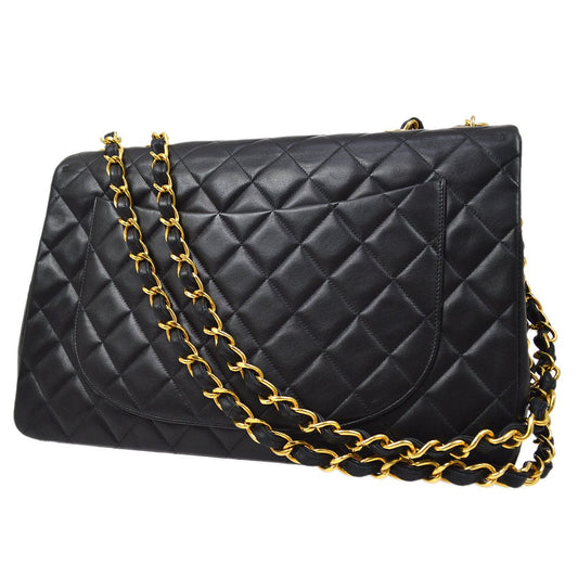 CHANEL 1994-1996 Classic Flap Maxi Black Lambskin 80517