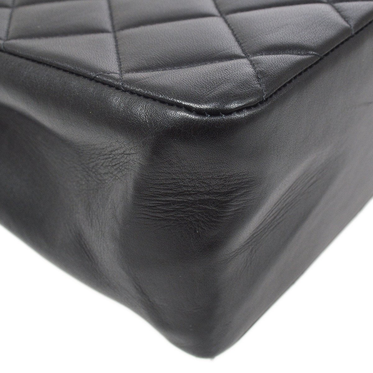 CHANEL★ 1991-1994 Black Quilted Lambskin CC Flap Maxi 60850