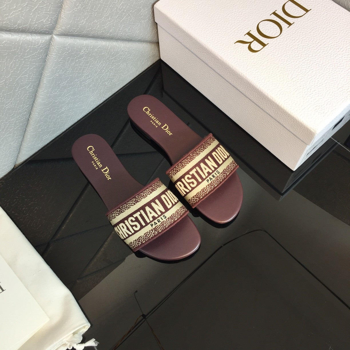 Luxury DiorMule Dway Slide 10mm Multi-motifs Style 49