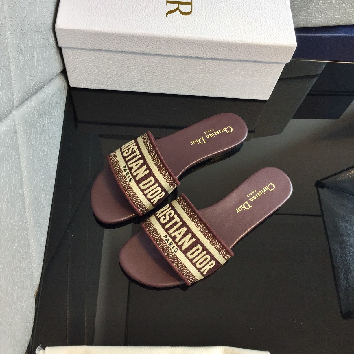 Luxury DiorMule Dway Slide 10mm Multi-motifs Style 49