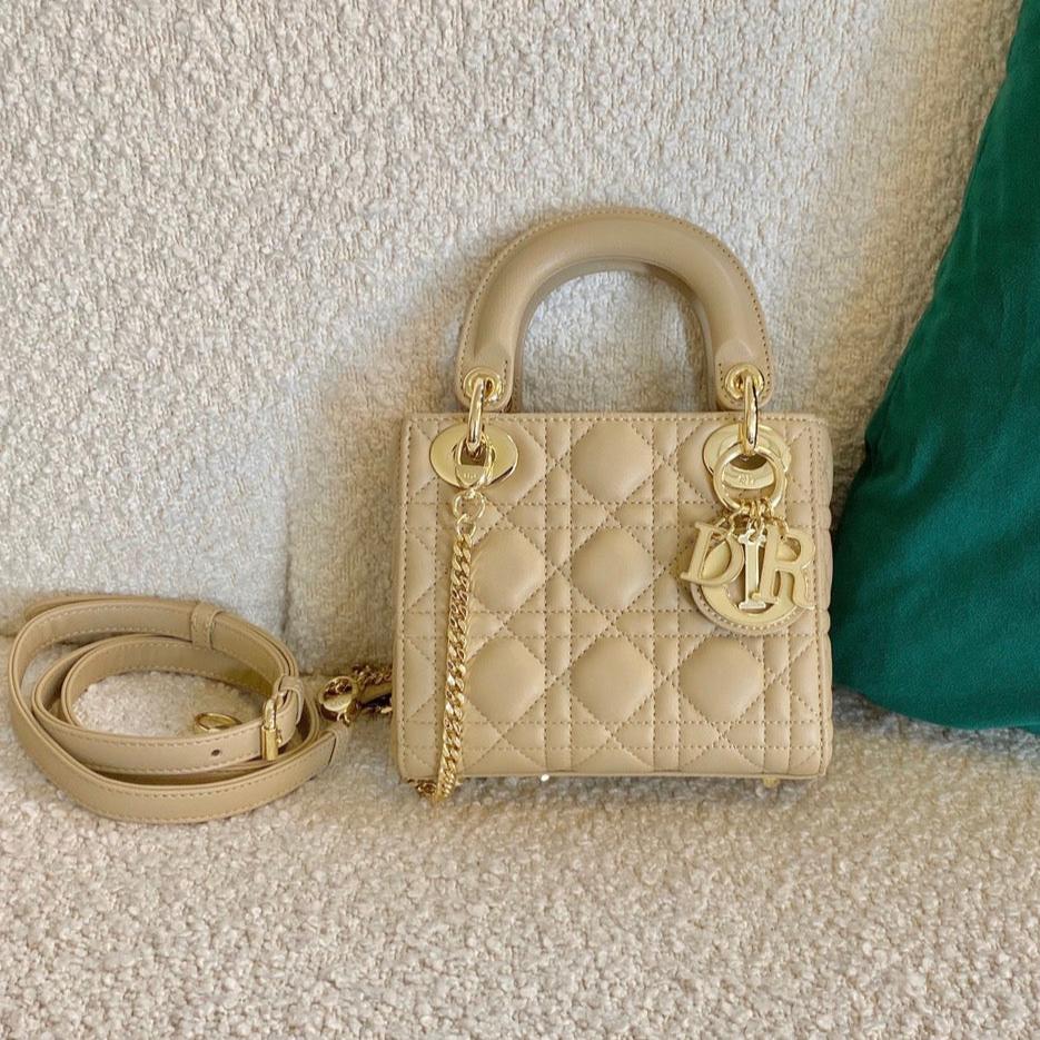Luxury Diormini lady 17 mellow yellow lambskin