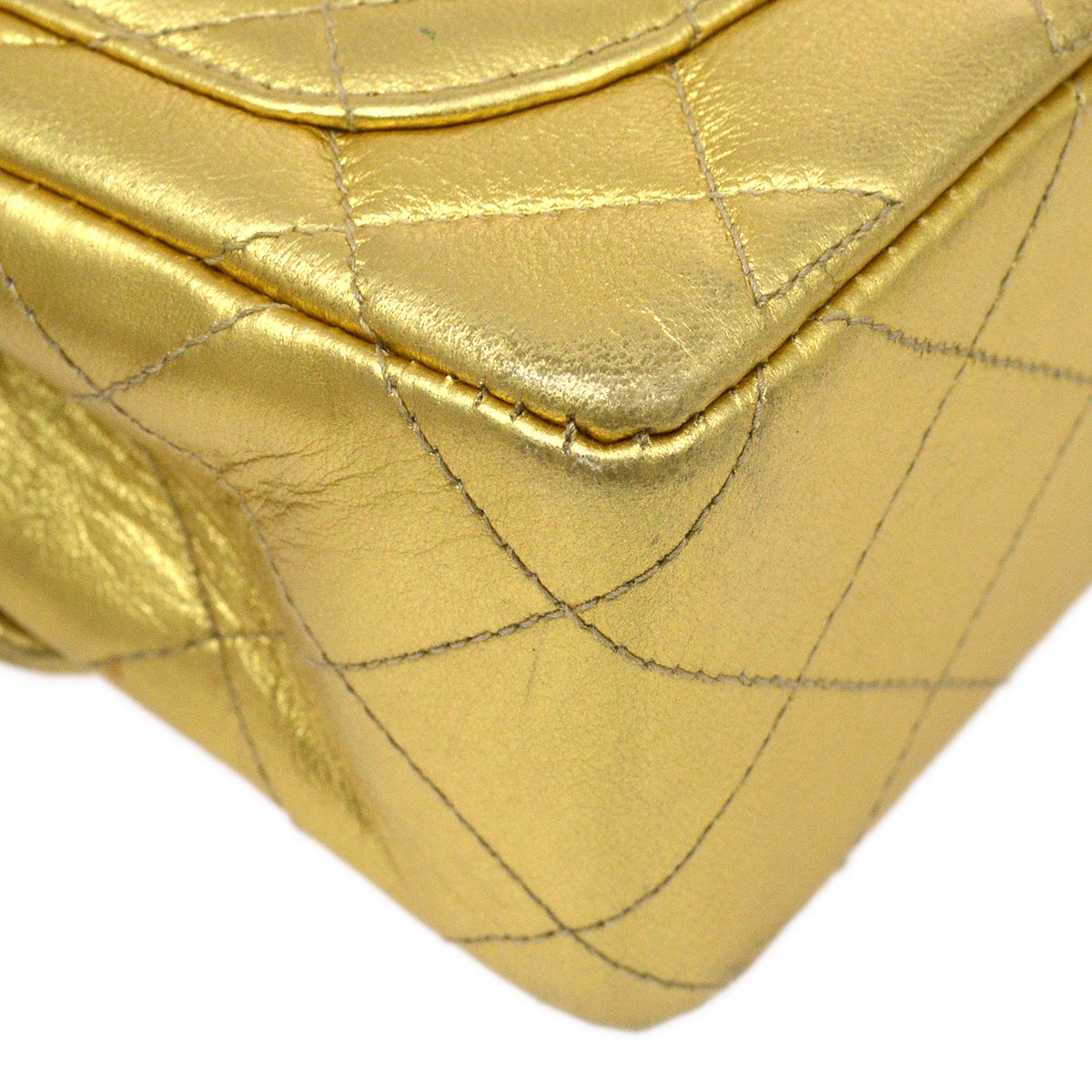 CHANEL Classic Flap Micro Mini Hand Bag Gold Lambskin 91454