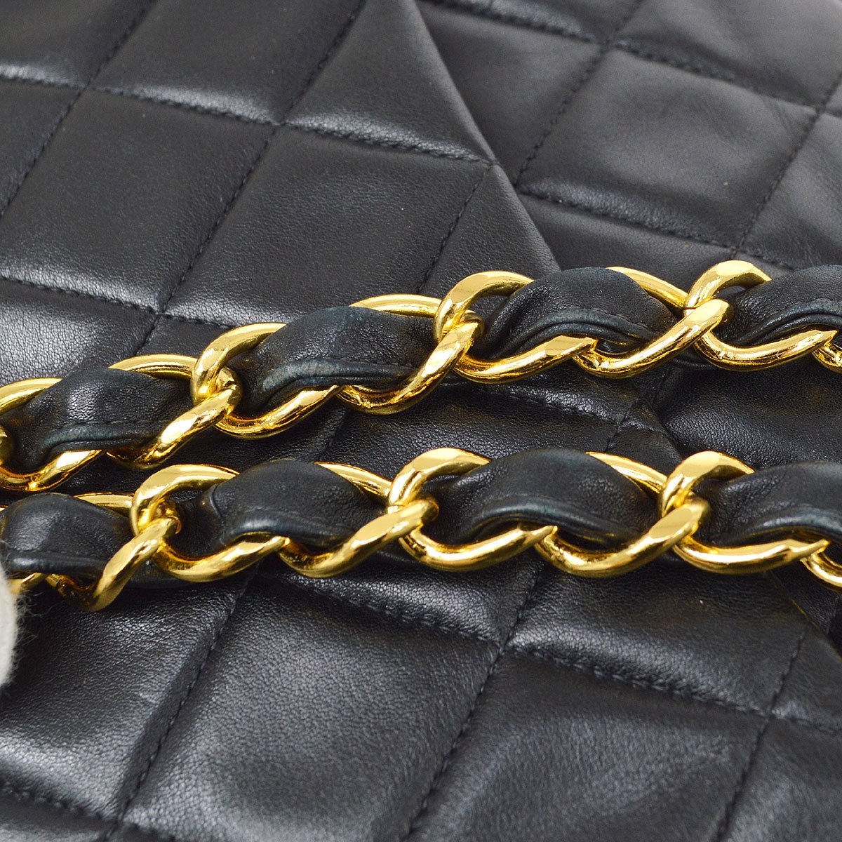 CHANEL Classic Flap Maxi Chain Shoulder Bag Black Lambskin 60155