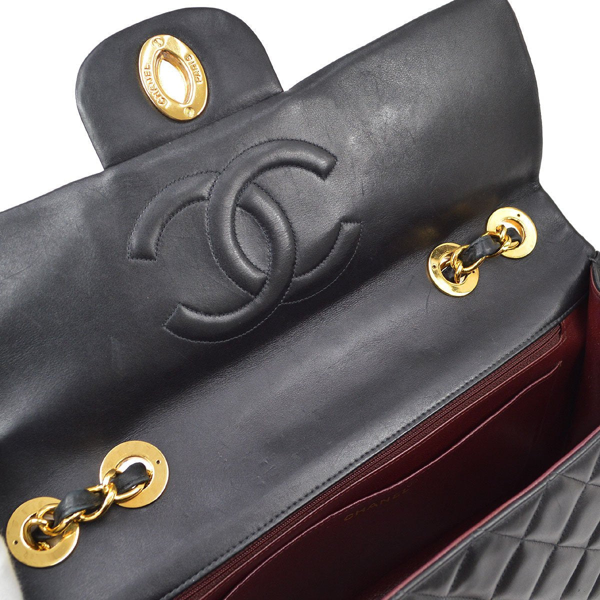 CHANEL Classic Flap Maxi Chain Shoulder Bag Black Lambskin 60155