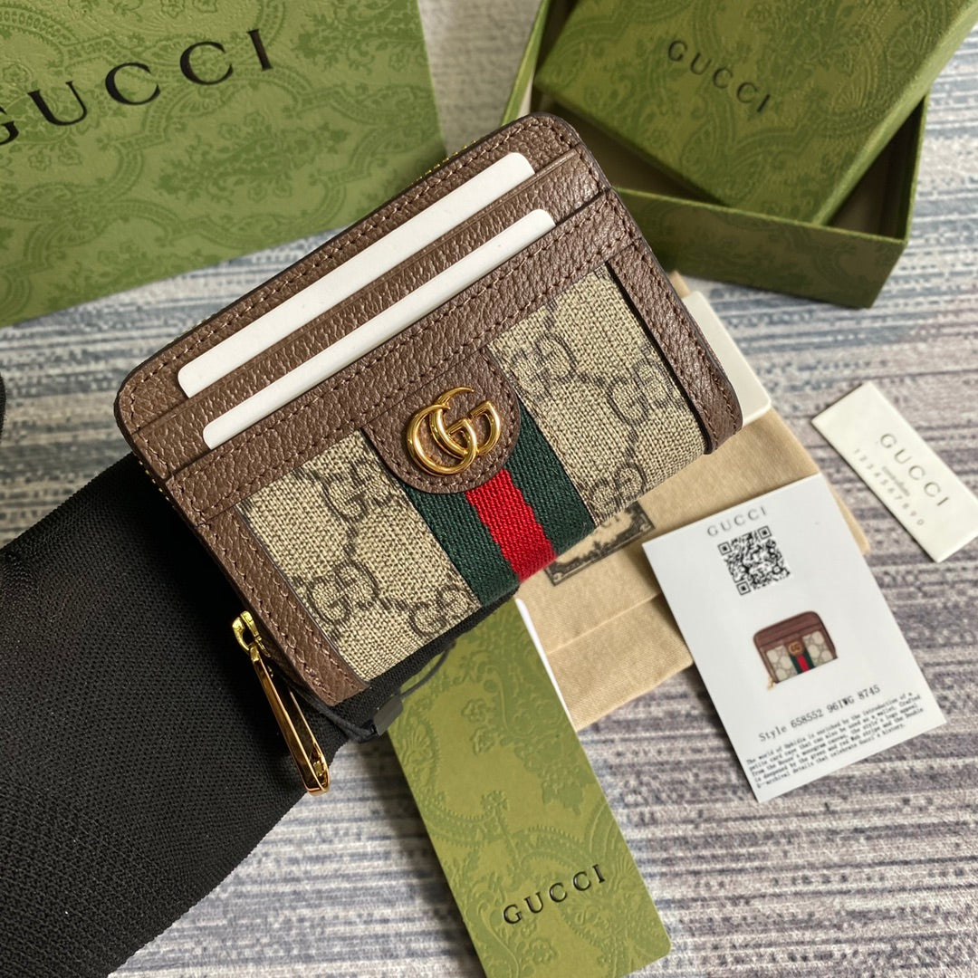 Luxury Gucci OPHIDIA GG 11 WALLET IN BEIGE AND EBONY CANVAS