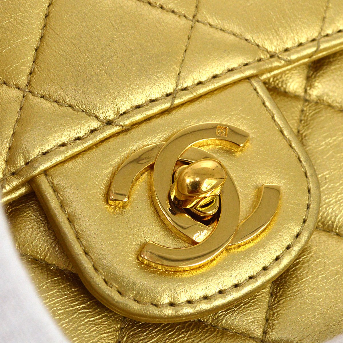 CHANEL Classic Flap Micro Mini Hand Bag Gold Lambskin 80588