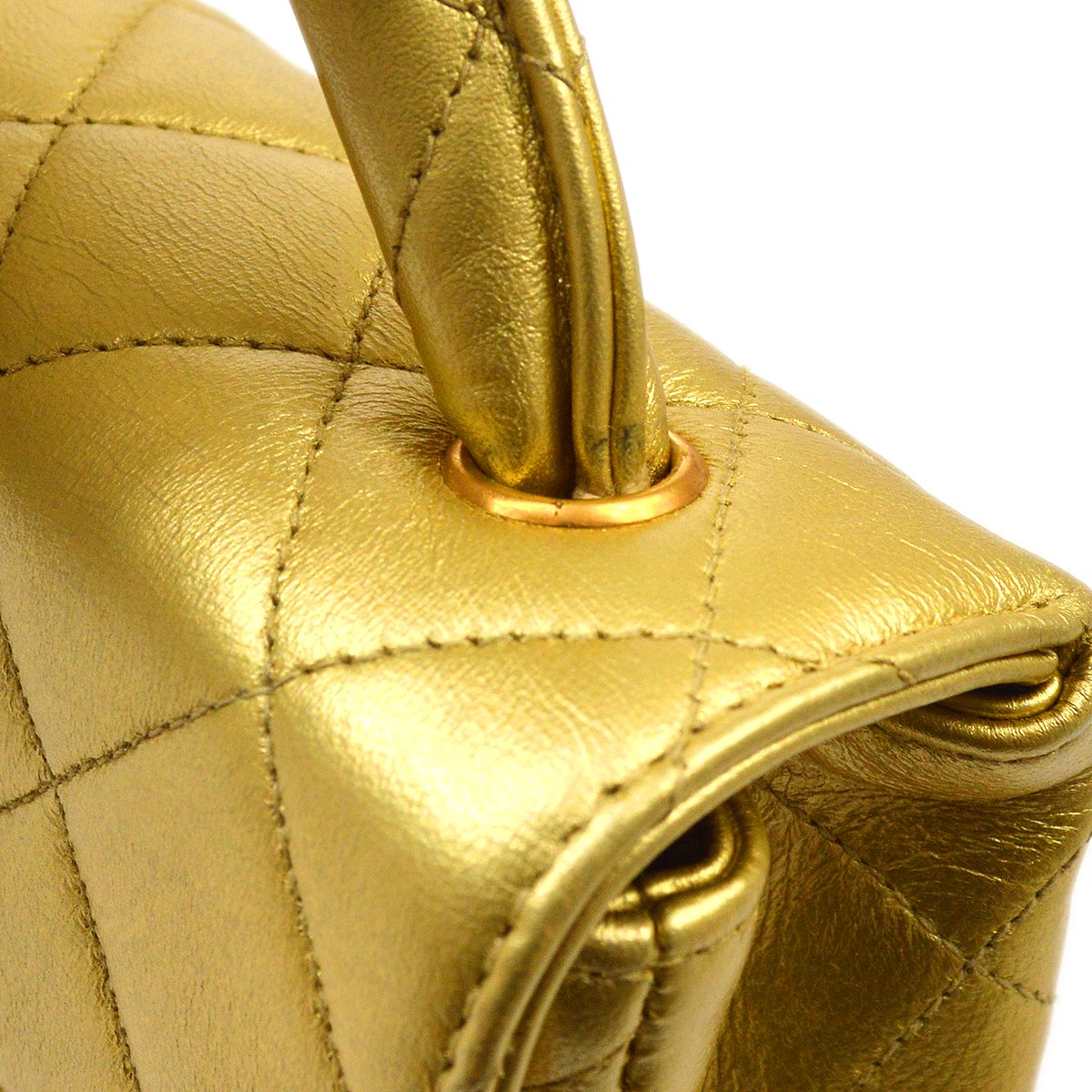 CHANEL Classic Flap Micro Mini Hand Bag Gold Lambskin 80588