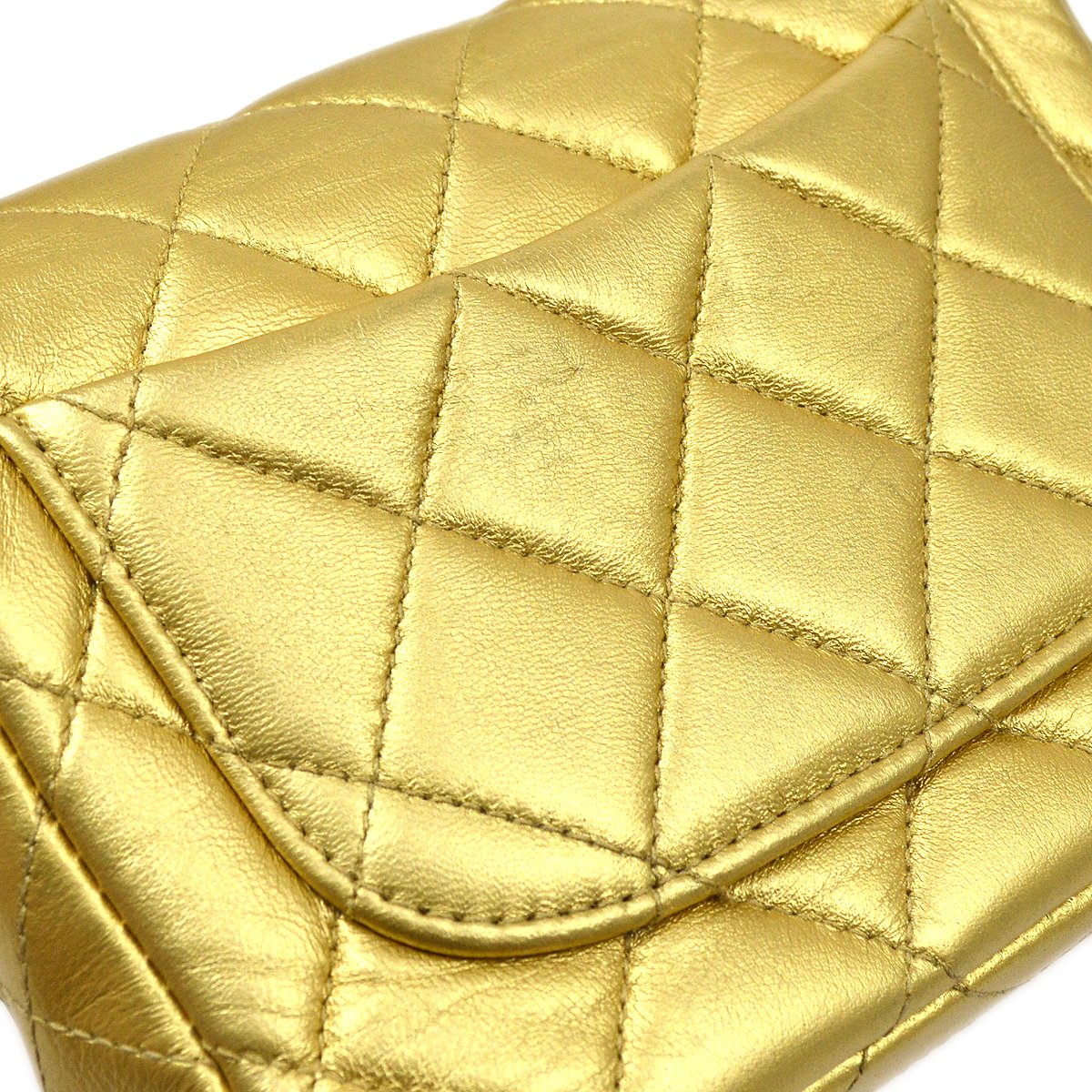 CHANEL Classic Flap Micro Mini Hand Bag Gold Lambskin 80588