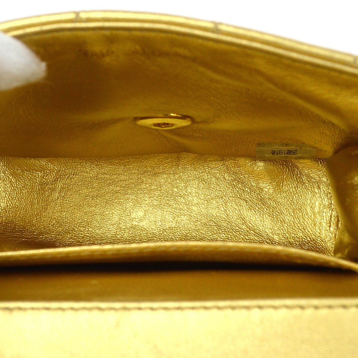 CHANEL Classic Flap Micro Mini Hand Bag Gold Lambskin 80588