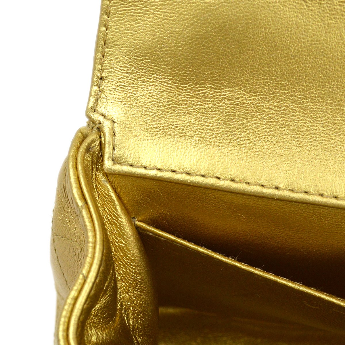 CHANEL Classic Flap Micro Mini Hand Bag Gold Lambskin 80588