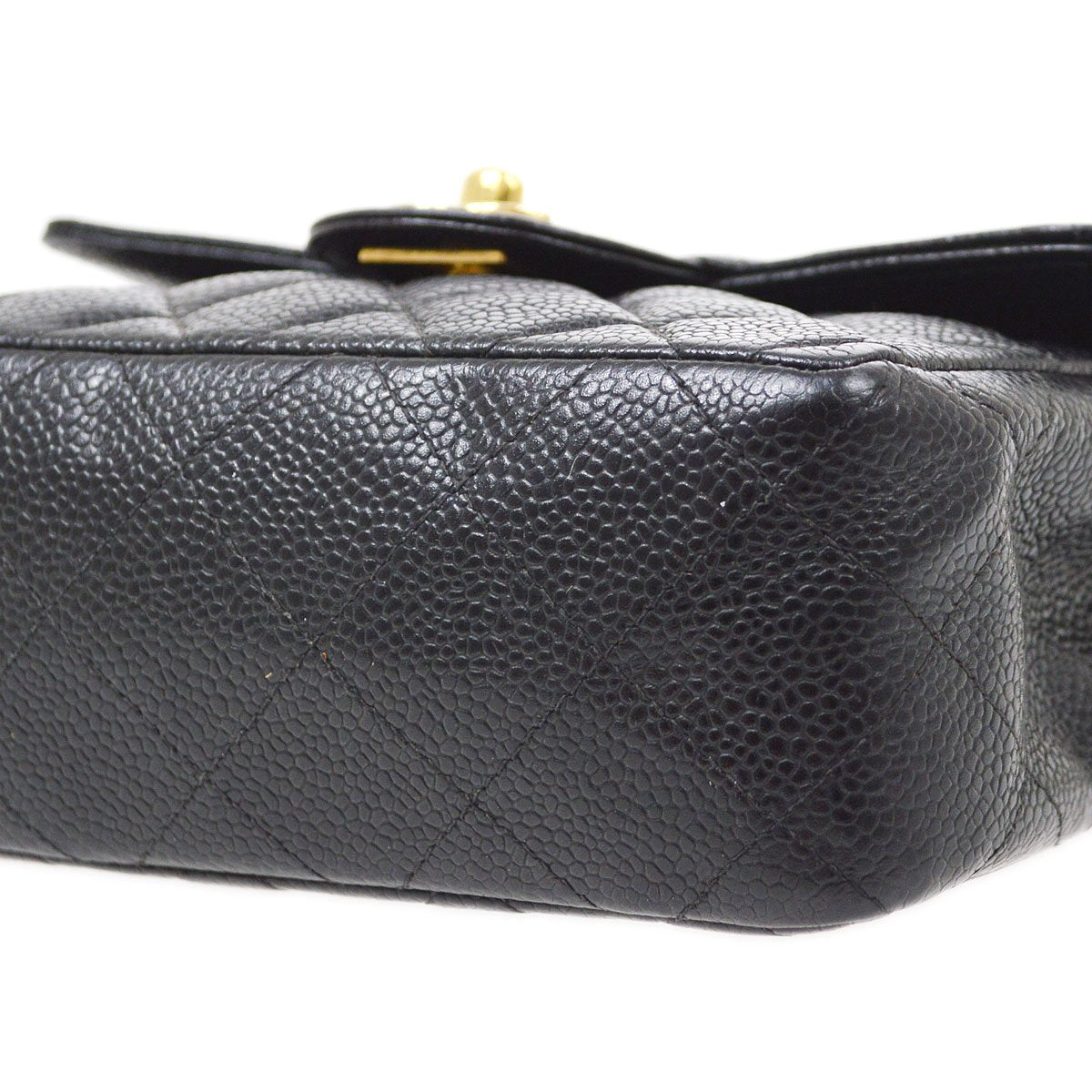 CHANEL 2001-2003 Classic Square Flap 17 Black Caviar 90294