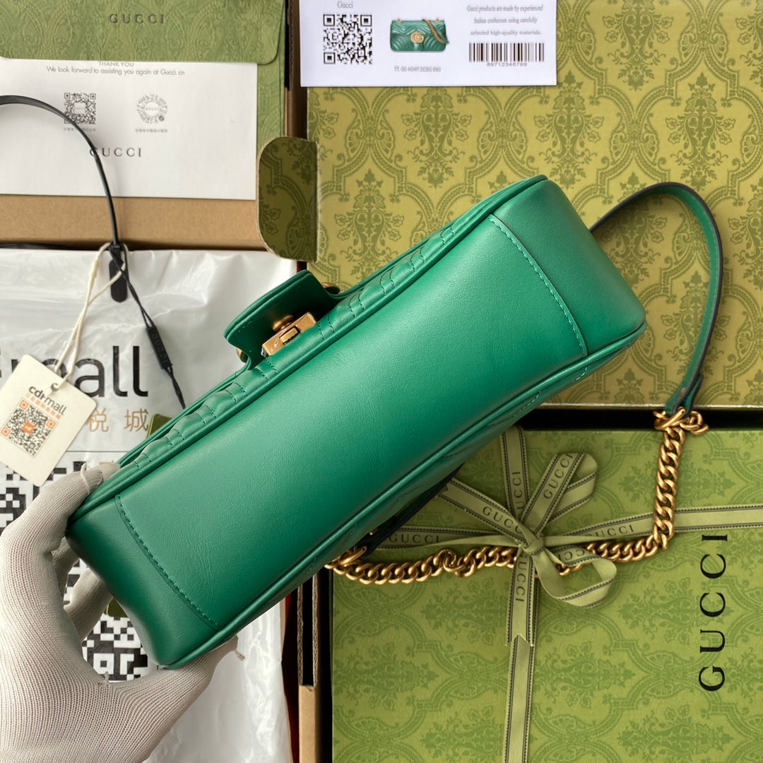 Luxury Gucci gg marmont 26cm green calfskin gold hardware