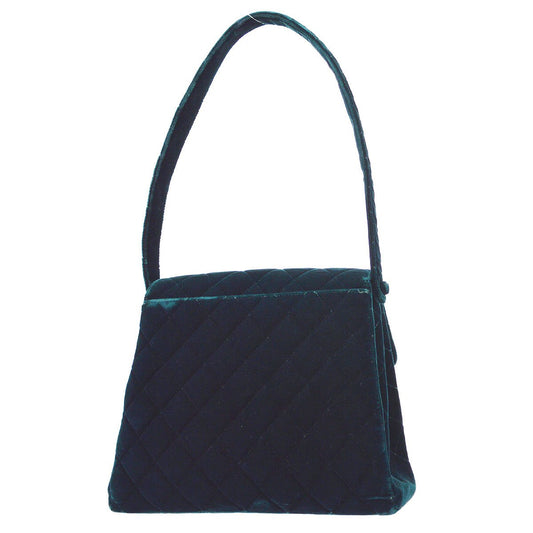 CHANEL 1997-1999 Green Velvet Flap Shoulder Bag 61608