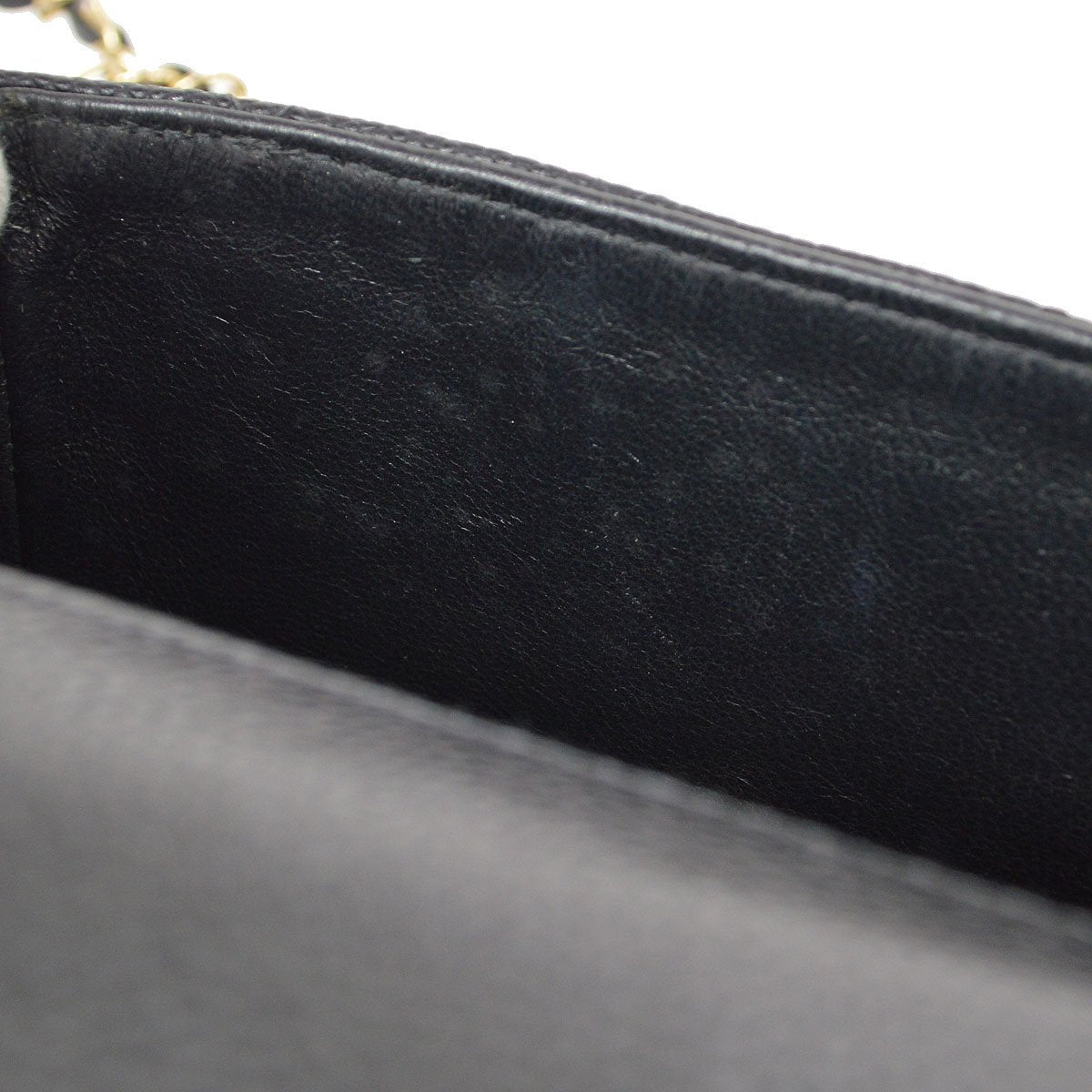 CHANEL 2003-2004 Classic Square Flap 17 Black Caviar 61688