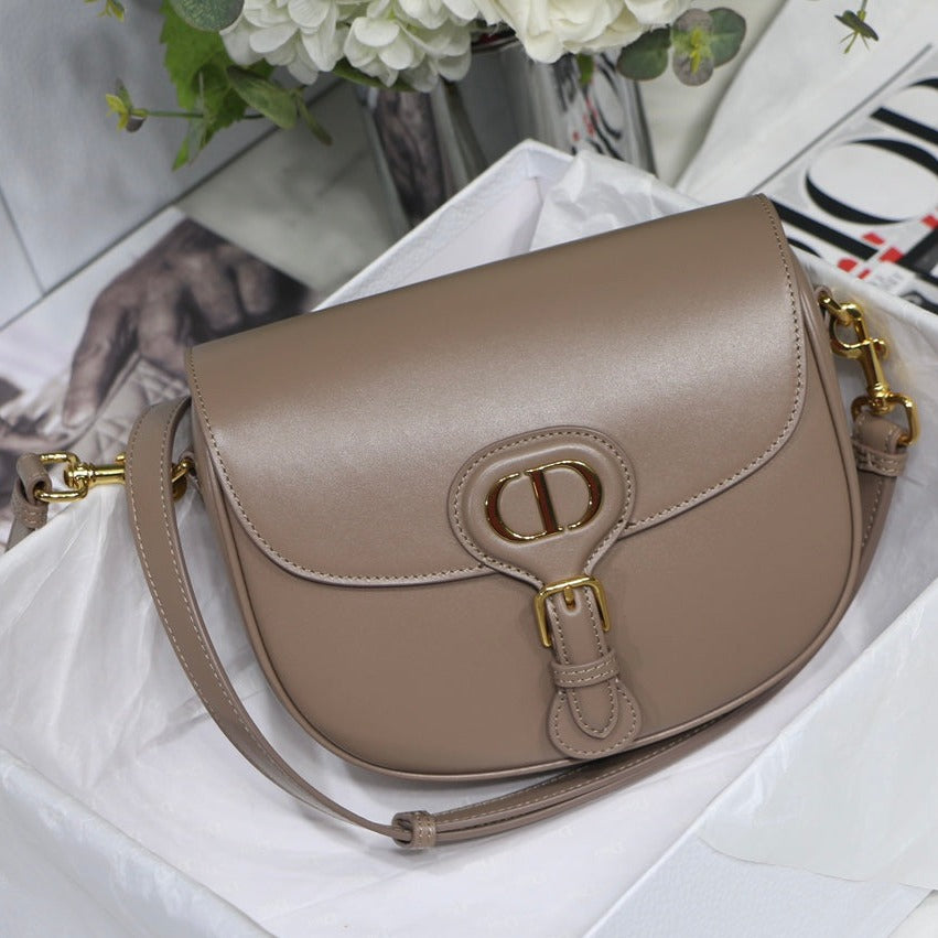 Luxury DiorMEDIUM BOBBY 22CM DARK BROWN CALFSKIN GOLD HARDWARE