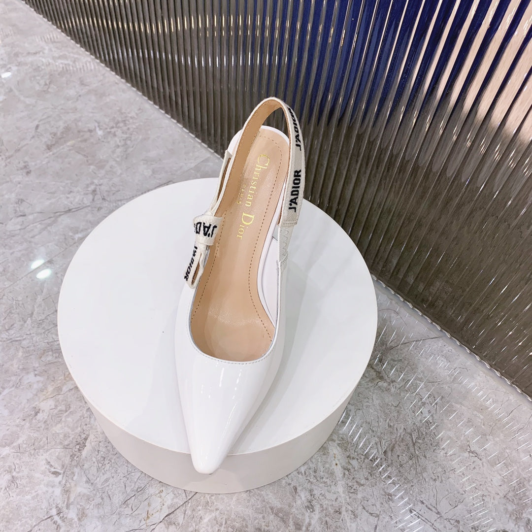 Luxury Diorslingback pumps 95 white patent calfskin