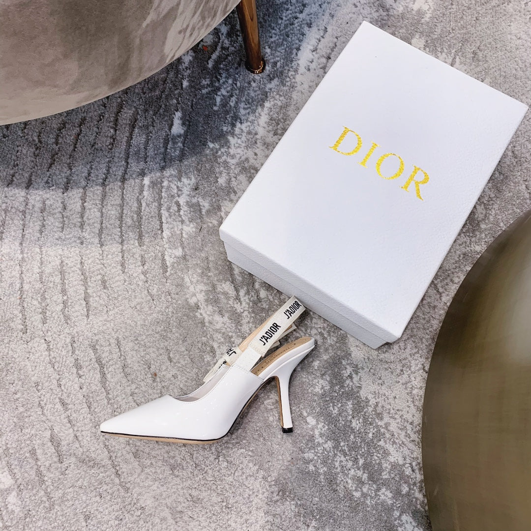Luxury Diorslingback pumps 95 white patent calfskin