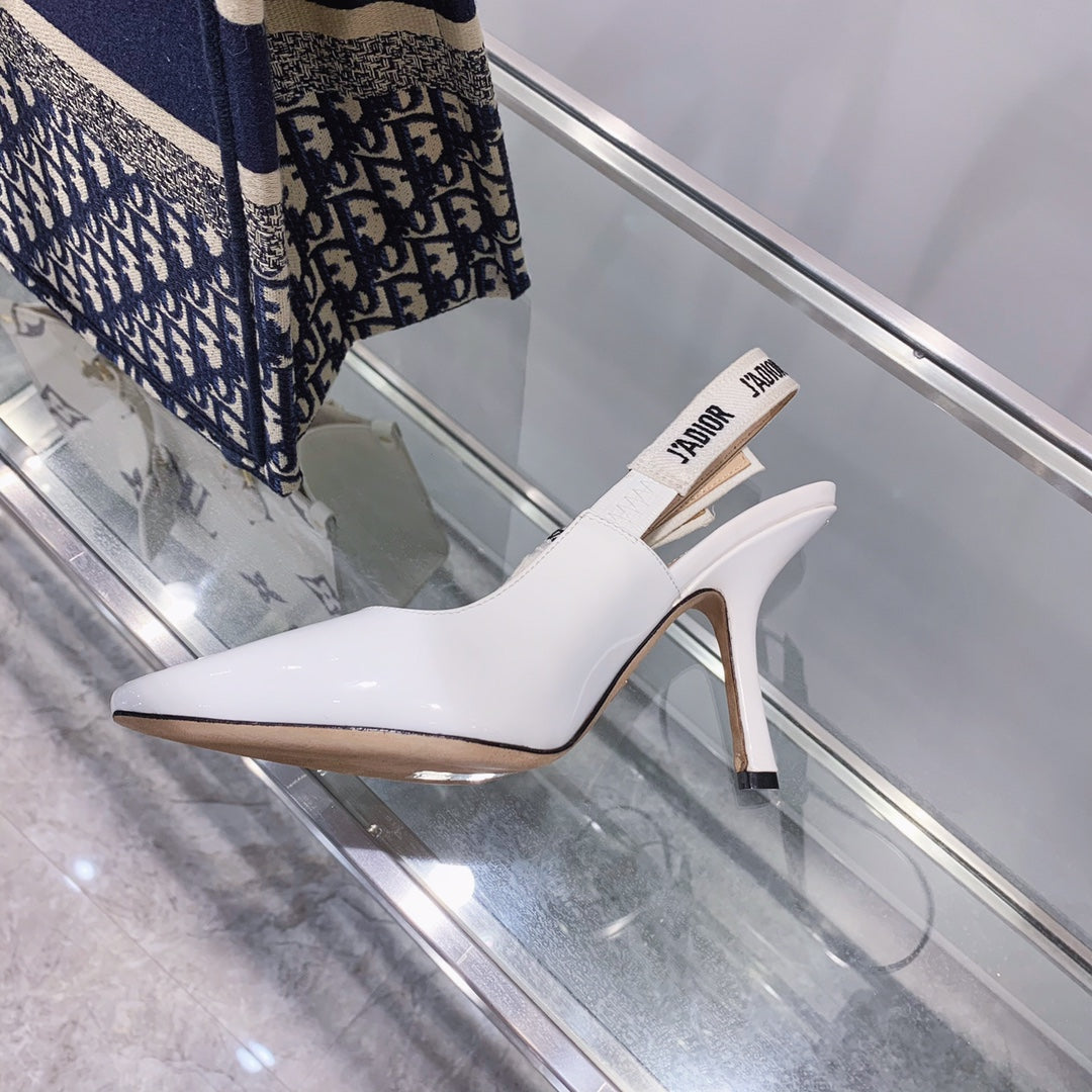Luxury Diorslingback pumps 95 white patent calfskin