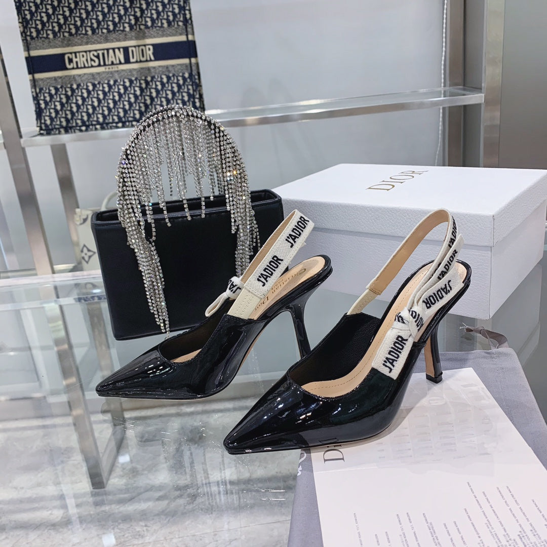 Luxury Diorslingback pumps 95 black patent calfskin