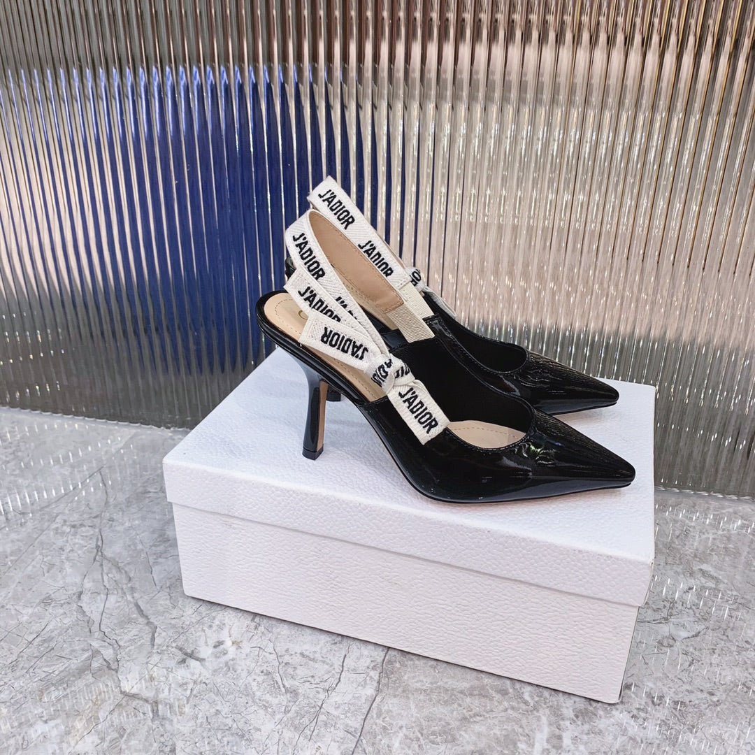 Luxury Diorslingback pumps 95 black patent calfskin