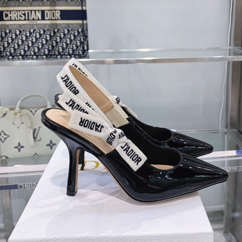 Luxury Diorslingback pumps 95 black patent calfskin