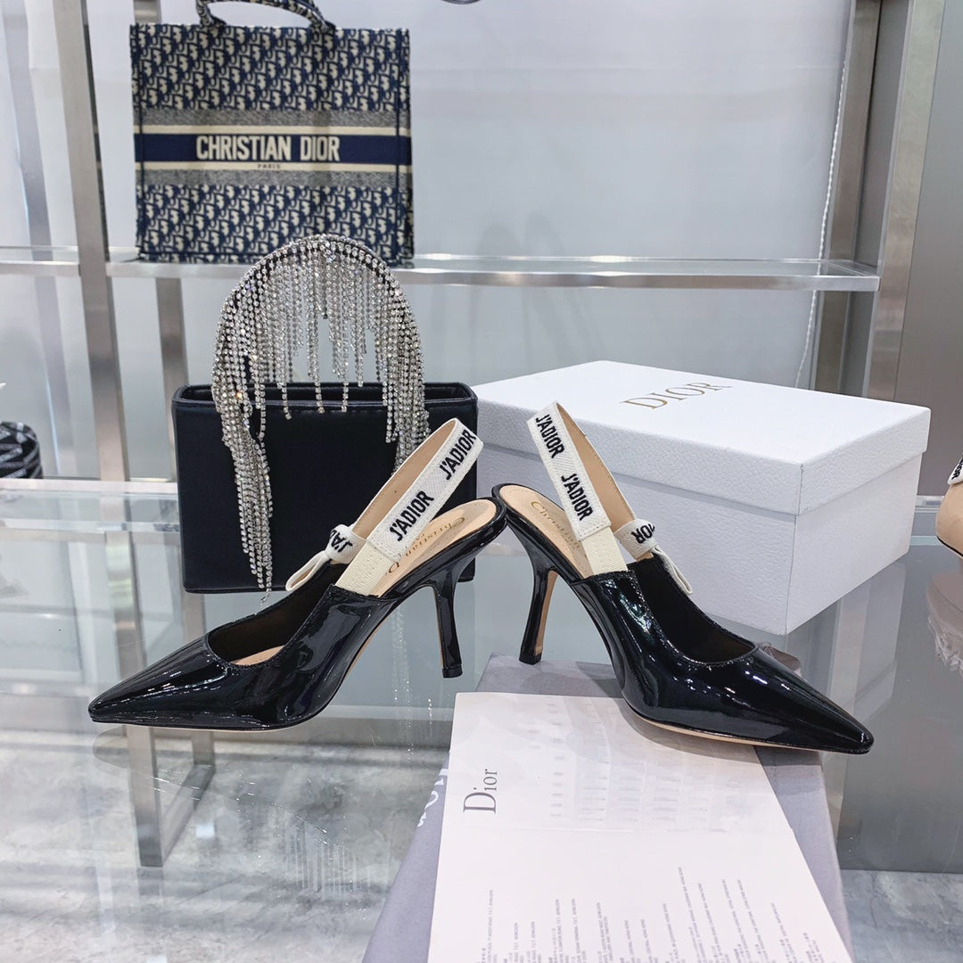 Luxury Diorslingback pumps 95 black patent calfskin