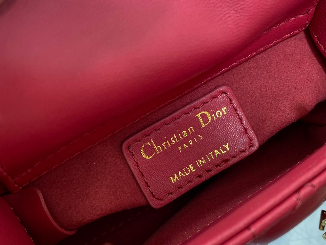 Luxury Diormicro lady 12 red lambskin
