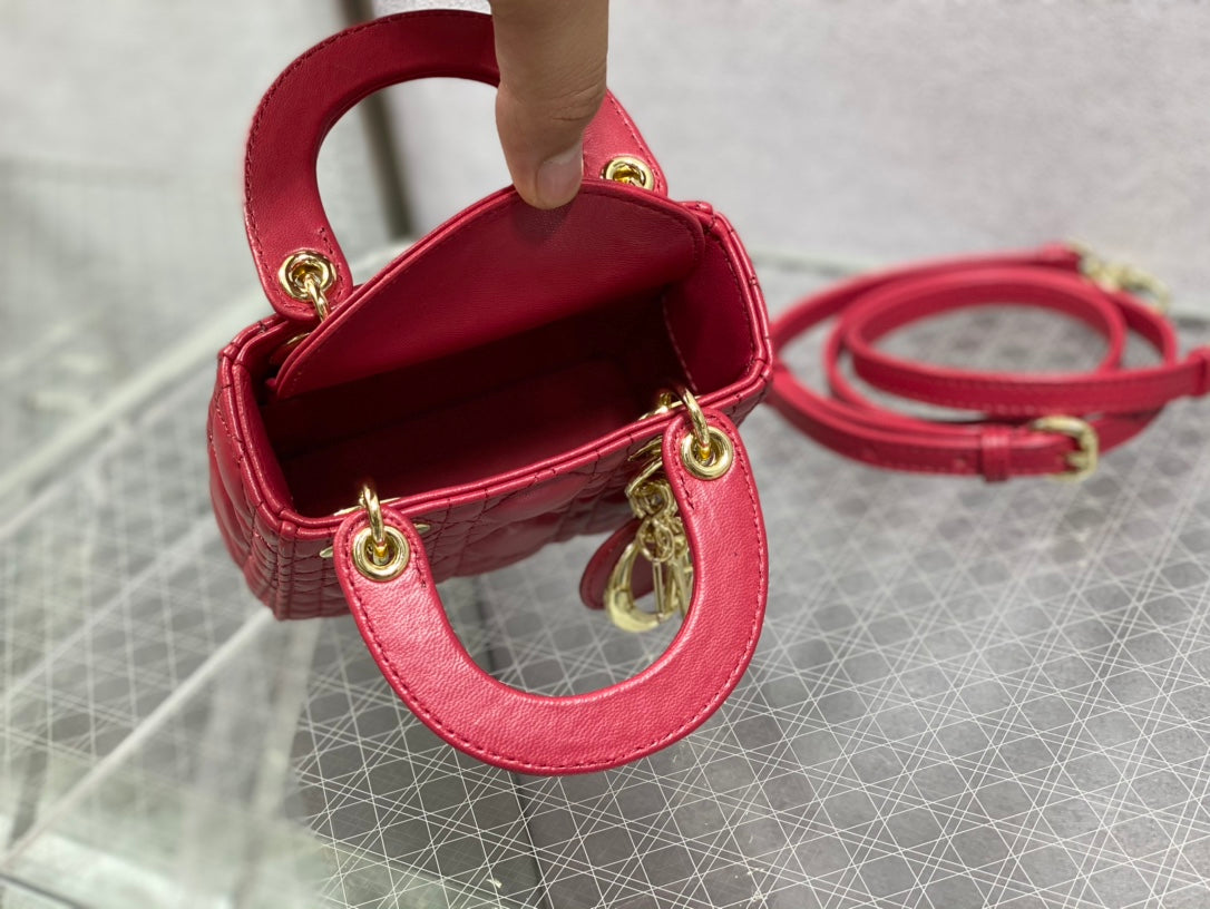 Luxury Diormicro lady 12 red lambskin