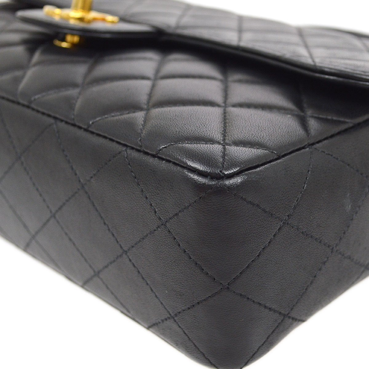 CHANEL 1996-1997 Classic Flap Handbag Medium Black Lambskin 92440