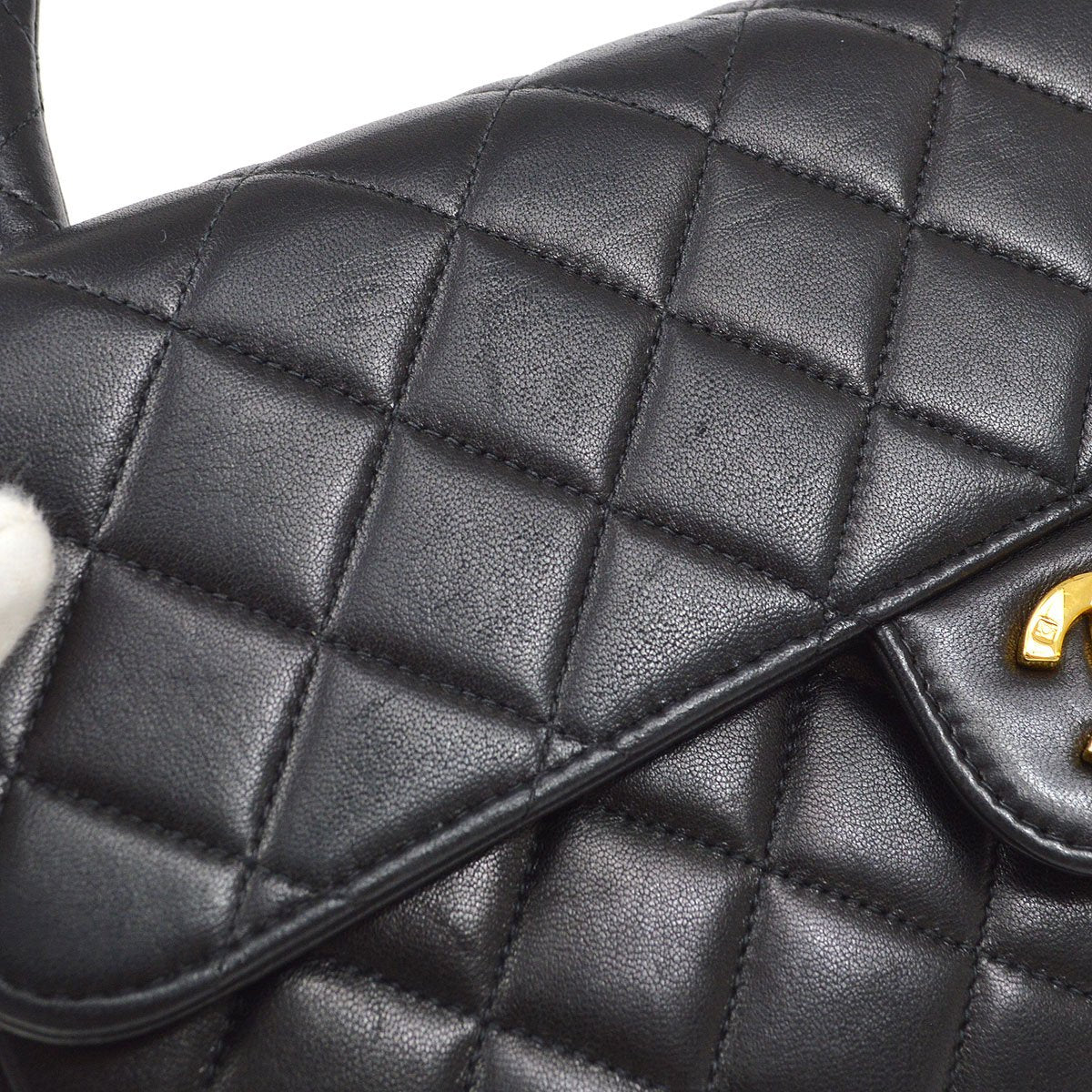 CHANEL 1996-1997 Classic Flap Handbag Medium Black Lambskin 92440