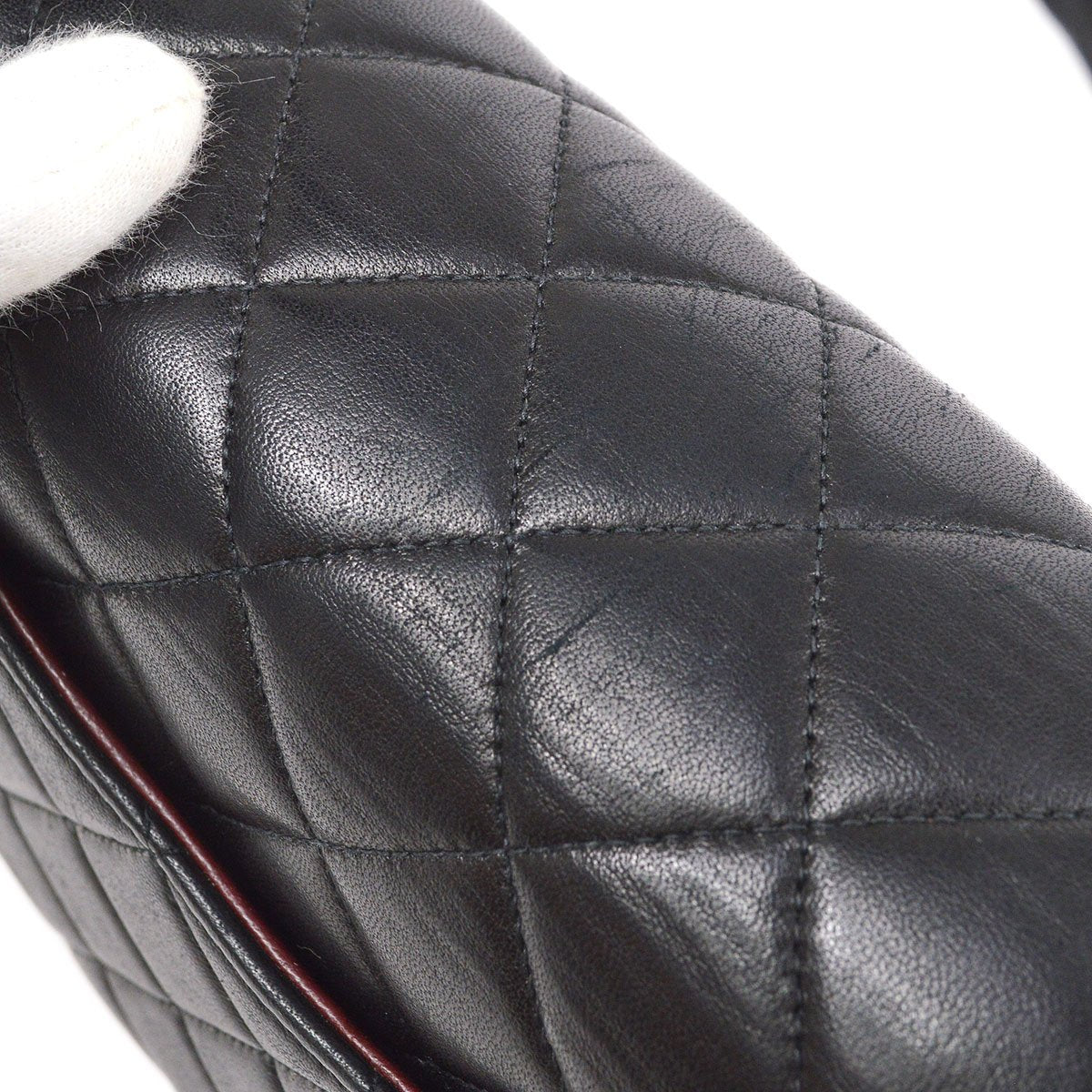 CHANEL 1996-1997 Classic Flap Handbag Medium Black Lambskin 92440