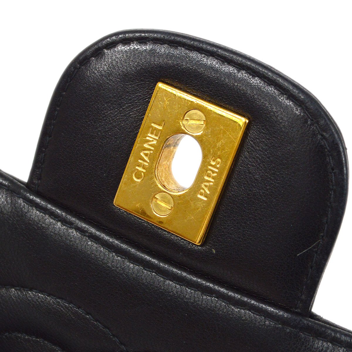 CHANEL 1996-1997 Classic Flap Handbag Medium Black Lambskin 92440