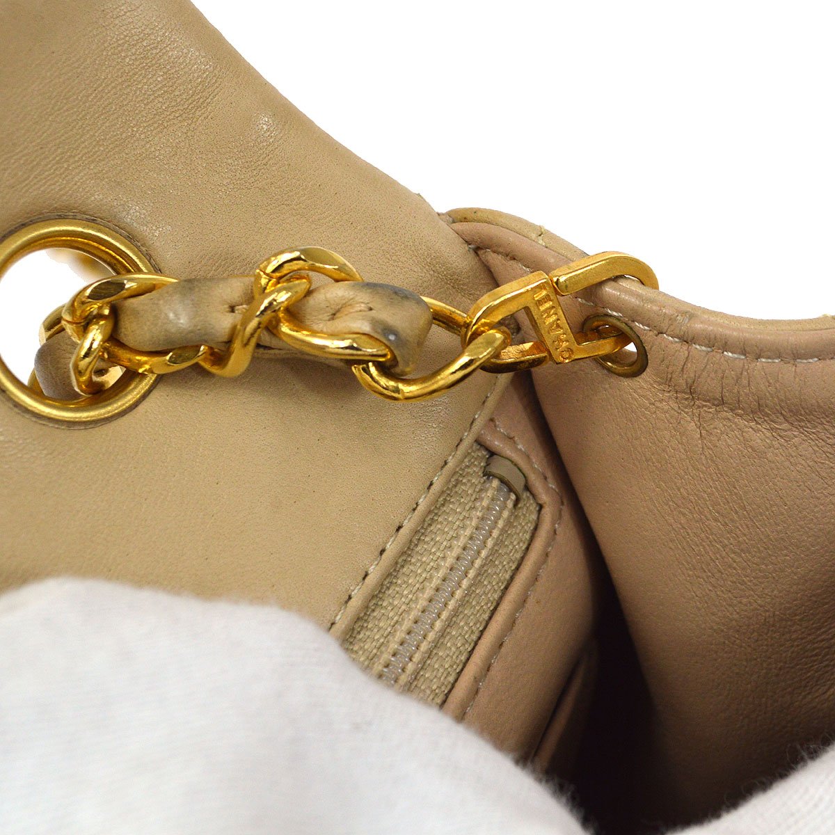 CHANEL 1991-1994 Classic Square Flap 20 Beige Lambskin 91609
