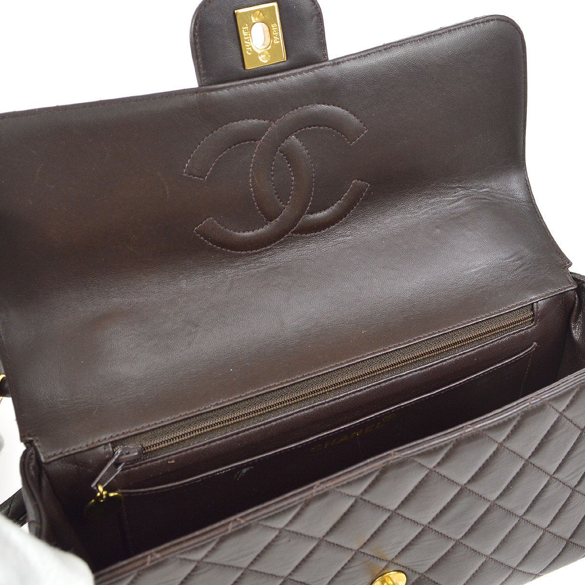 CHANEL 1994 Classic Flap Handbag Set Brown Lambskin 92075
