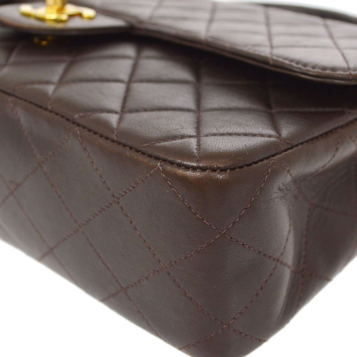 CHANEL 1994 Classic Flap Handbag Medium Brown Lambskin 93062