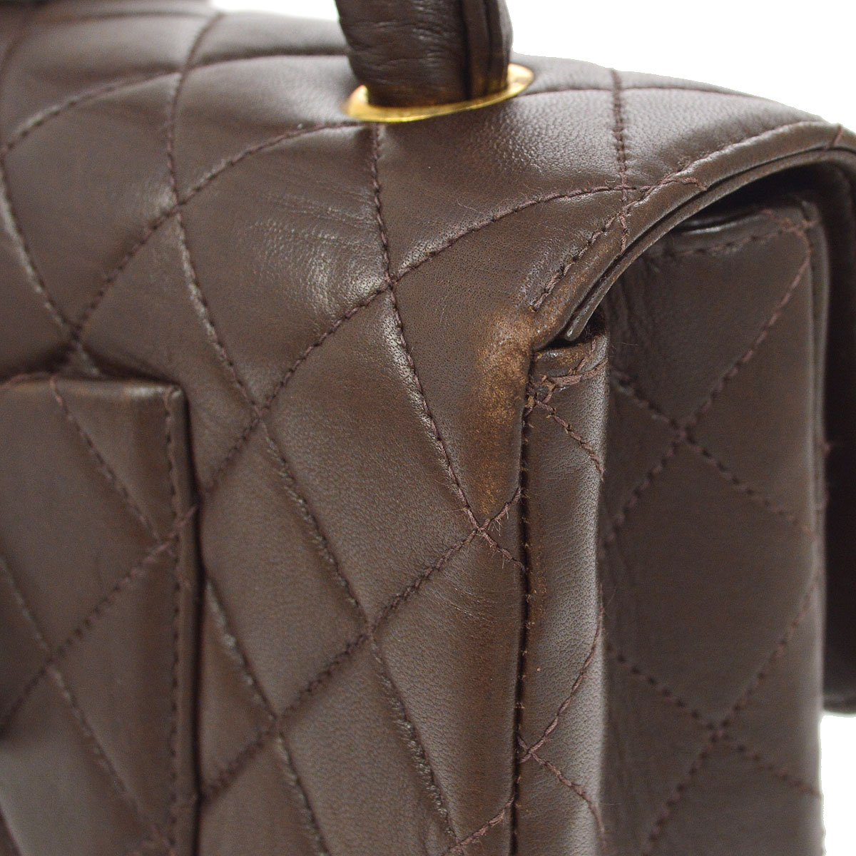 CHANEL 1994 Classic Flap Handbag Medium Brown Lambskin 93062