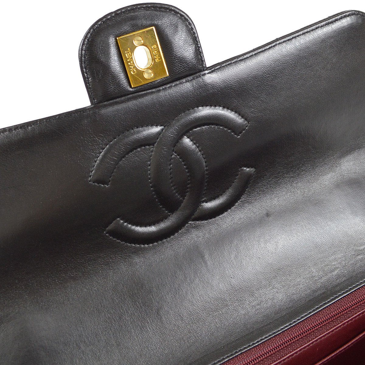 CHANEL 1994-1996 Classic Single Flap Handbags Set Black Lambskin 72957