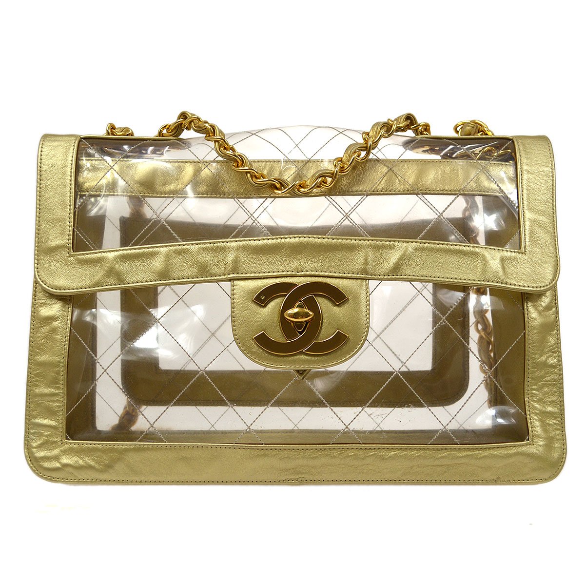 CHANEL 1995 PVC Quilted Classic Flap Maxi AK34112c