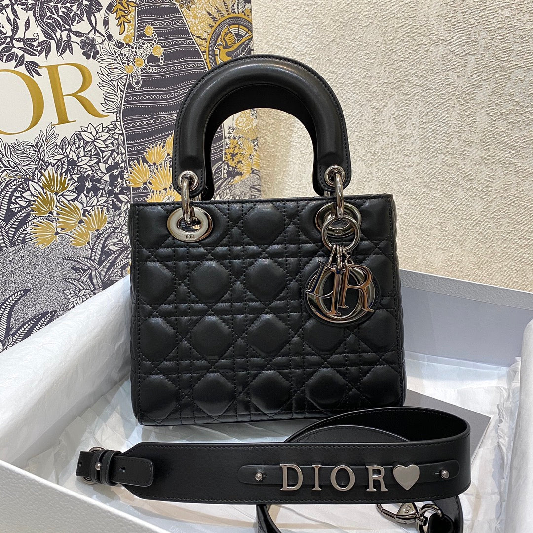 Luxury Diorsmall lady 20 black lambskin shw