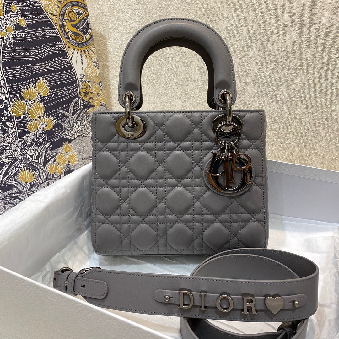 Luxury Diorsmall lady 20 gray lambskin shw
