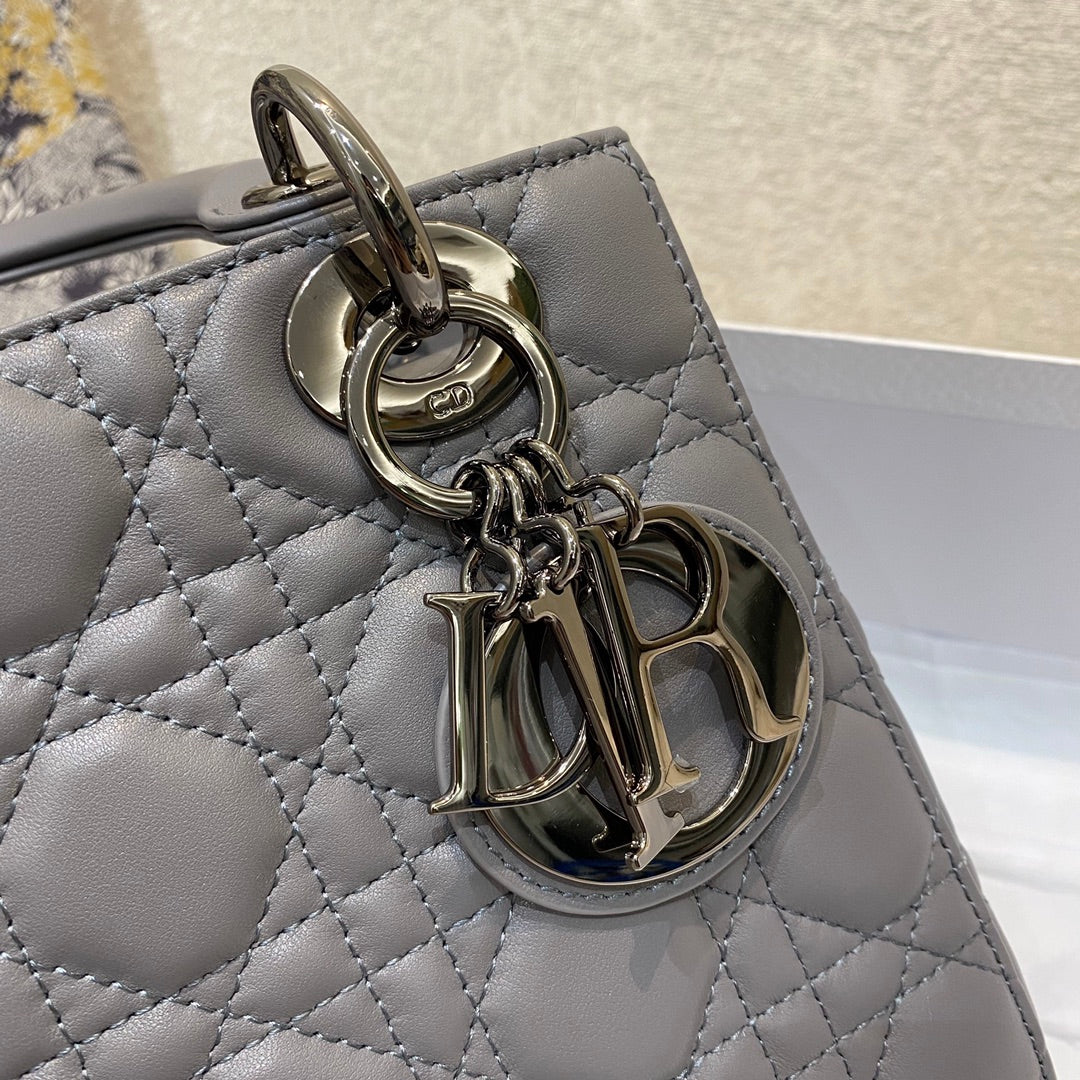 Luxury Diorsmall lady 20 gray lambskin shw