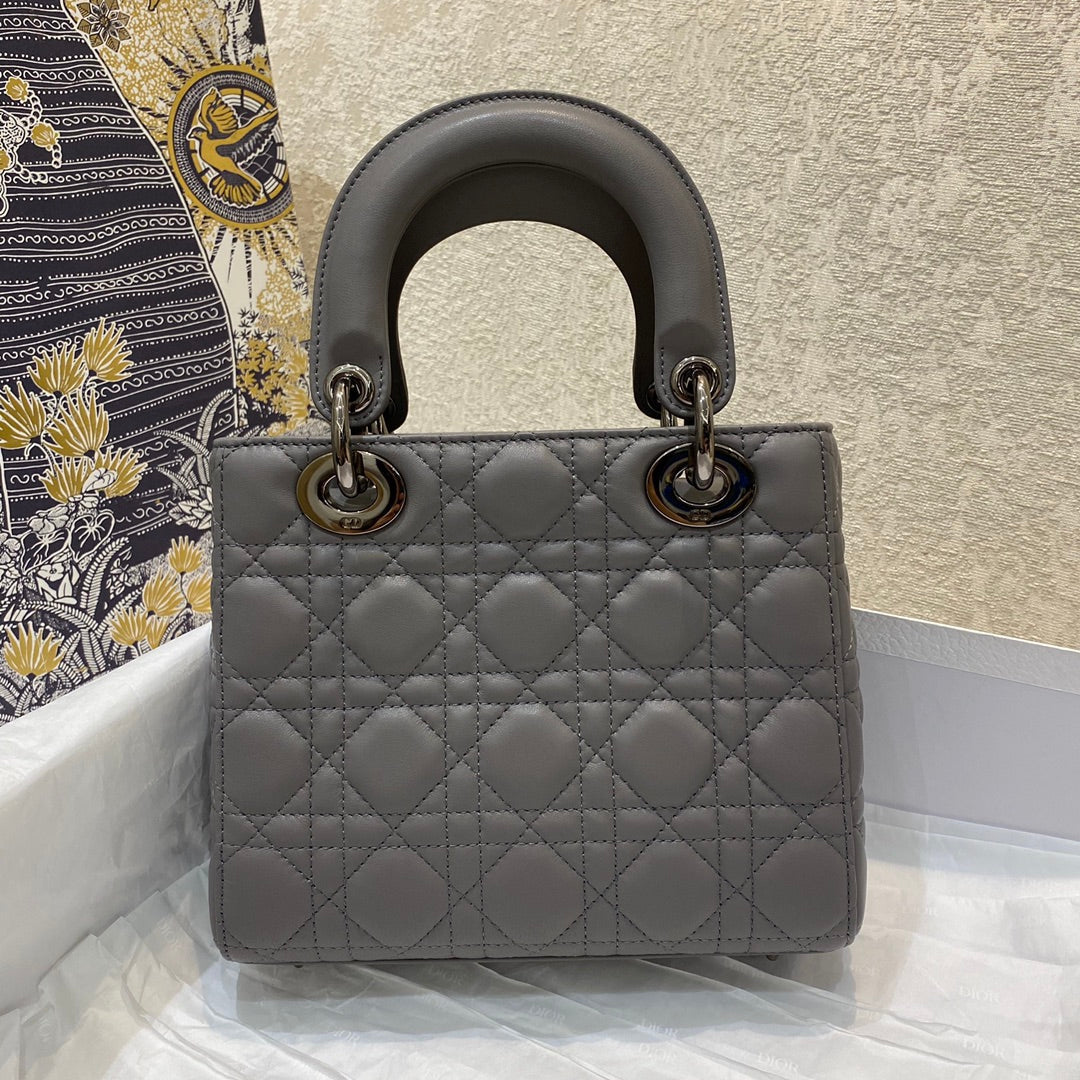 Luxury Diorsmall lady 20 gray lambskin shw