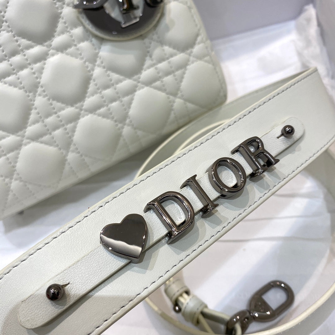 Luxury Diorsmall lady 20 white lambskin shw